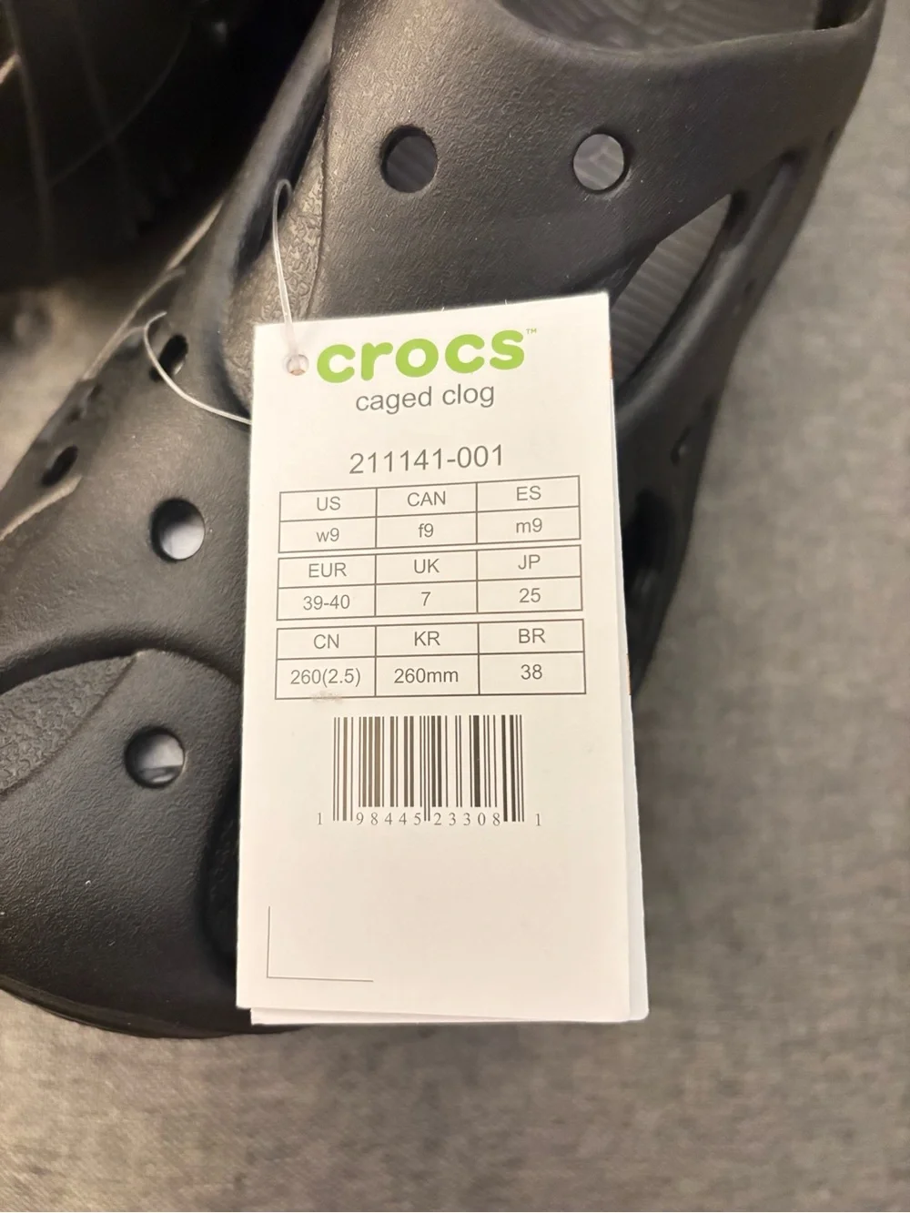 CROCS CAGED CLOGS BLACK, size W9
